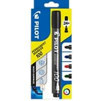 Pilot 100 Permanent Marker Fine Bullet 4 mm Assorted Non Refillable Pack of 4