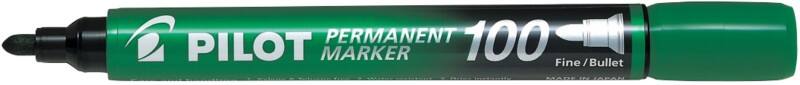 Pilot 100 Permanent Marker Fine Bullet  - 1 mm Green Non Refillable Pack of 12