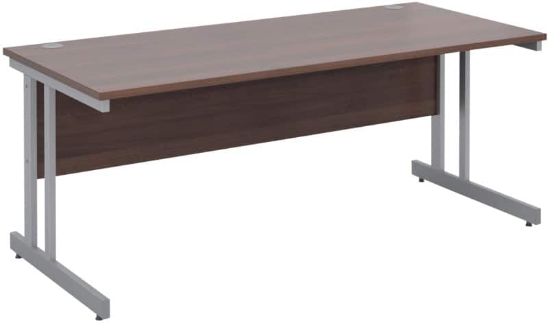 Dams International Rectangular Straight Desk with Walnut MFC Top and Silver Frame Cantilever Legs Momento 1800 x 800 x 725 mm