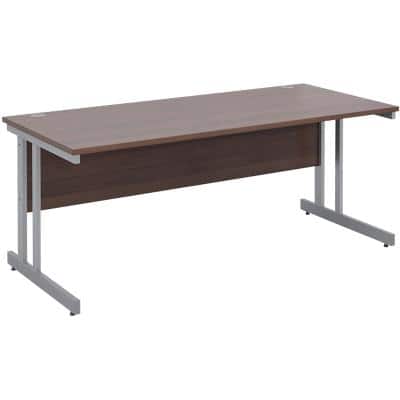 Dams International Rectangular Straight Desk with Walnut MFC Top and Silver Frame Cantilever Legs Momento 1800 x 800 x 725 mm