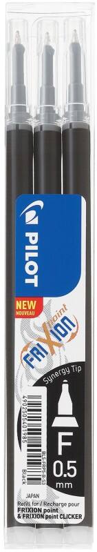 Pilot FriXion Point Rollerball Pen Refill 0.25 mm Fine Rollerball Black Pack of 3