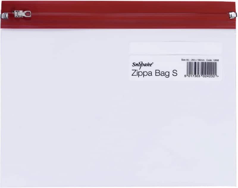 Snopake Zip Lock Bags 12692 A5 Zip PP (Polypropylene) 25.5 (W) x 19 (H) cm Red