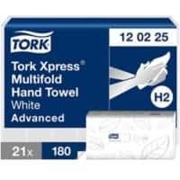 Tork Hand Towels H2 M-fold White 2 Ply 120225 Pack of 21 of 180 Sheets