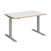 Elev8 Rectangular Sit Stand Single Desk with White & Oak Coloured Melamine Top and Silver Frame 2 Legs Touch 1200 x 800 x 675 - 1300 mm