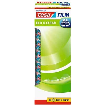 tesafilm Eco & Clear Office Tape 19mm x 33m Clear 8 Rolls