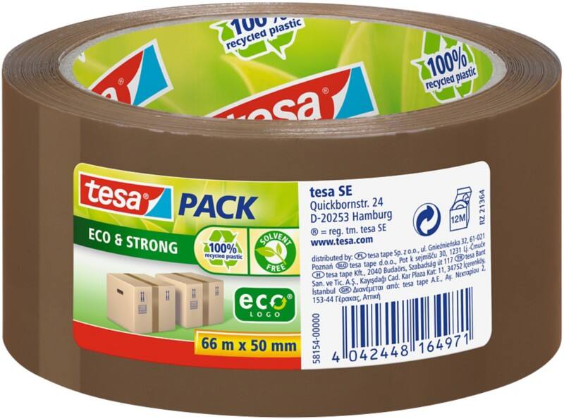 tesa Packaging Tape tesapack Eco & Strong Brown 50 mm (W) x 66 m (L) PP (Polypropylene)