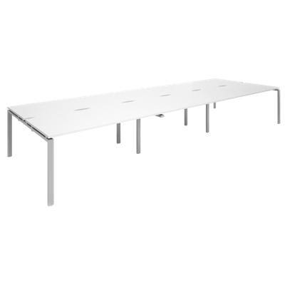 Dams International Rectangular Triple Back to Back Desk with White Melamine Top and Silver Frame 4 Legs Adapt II 4800 x 1600 x 725 mm