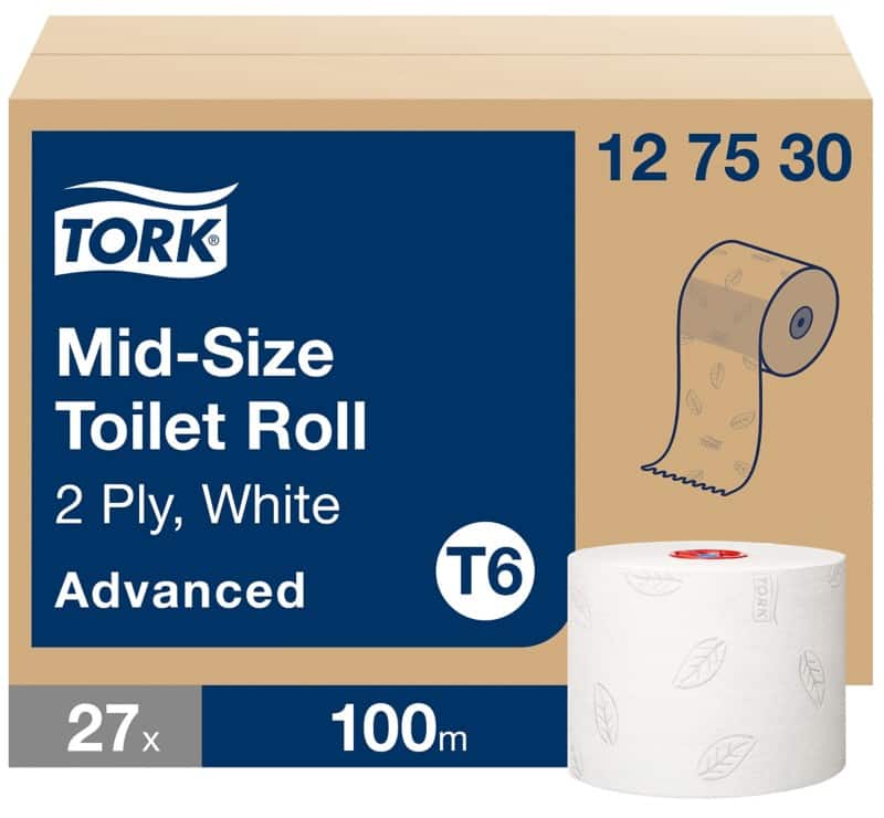 Tork T6 Advanced Toilet Roll 2 Ply 127530 27 Rolls of 320 Sheets