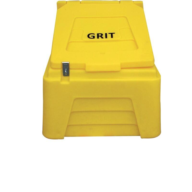 Dandy's Grit Bin 200L Lockable Yellow & Rock Salt Ultragrip Brown 10 x 25 kg  Bags