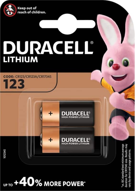 Duracell 123 Batteries CR17345 High Power Ultra 3V Lithium Pack of 2