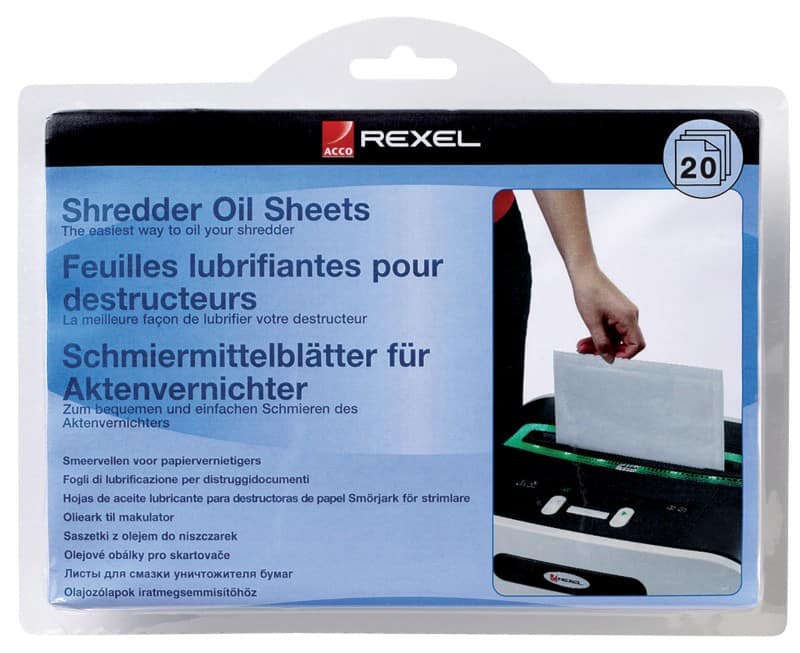 Rexel shredder oil sheets for shredder maintenance pack of 20
