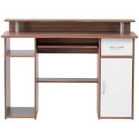Alphason Rectangular Modern Computer Workcentre with Walnut Melamine Top and 1 Drawer Albany 1200 x 470 x 870mm