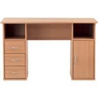 Alphason Rectangular Computer Desk with Beech Coloured Melamine Top and 3 Drawers Maryland 1200 x 600 x 740mm