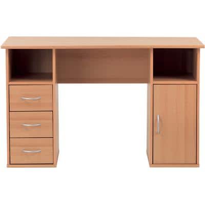Alphason Rectangular Computer Desk with Beech Coloured Melamine Top and 3 Drawers Maryland 1200 x 600 x 740mm
