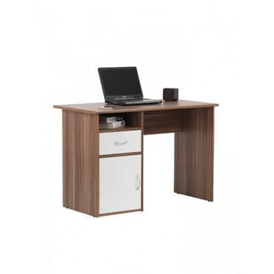 Alphason Rectangular Modern Desk with Walnut & White Melamine Top and 1 Drawer Hastings 1100 x 595 x 760mm