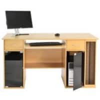 Alphason Rectangular Classic Computer Desk with Beech Coloured Melamine Top and 2 Drawers San Jose 1350 x 600 x 750mm
