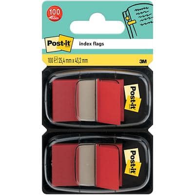 Post-it Index Flags 25.4 x 43.2 mm Red 50 x 2 Pack