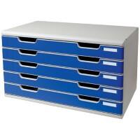 Exacompta Classic Desktop Drawers PS (Polystyrene) Grey, Blue 5 Drawers 57.6 x 35 x 32 cm