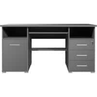 GERMANIA Home Office Desk with Anthracite Coloured Melamine Top and 3 Lockable Drawers 484 1,450 x 700 x 750 mm