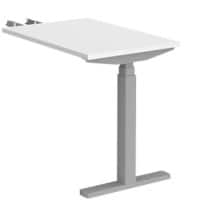 Elev8² Sit Stand Return Desk with White Melamine Top and Silver Frame 1 Leg Touch 1600 x 800 x 675 - 1300 mm