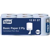 Tork Wiping Paper M2 2 Ply Centrefeed Blue 6 Rolls of 429 Sheets