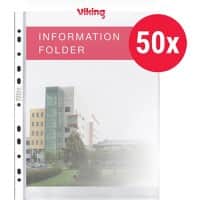 Viking Punched Pockets A4 Clear Transparent 80 microns Polypropylene Up 11 Holes Pack of 50