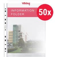 Viking Punched Pockets  A4 Clear Transparent 80 microns PP (Polypropylene) Top 11 Holes Pack of 50