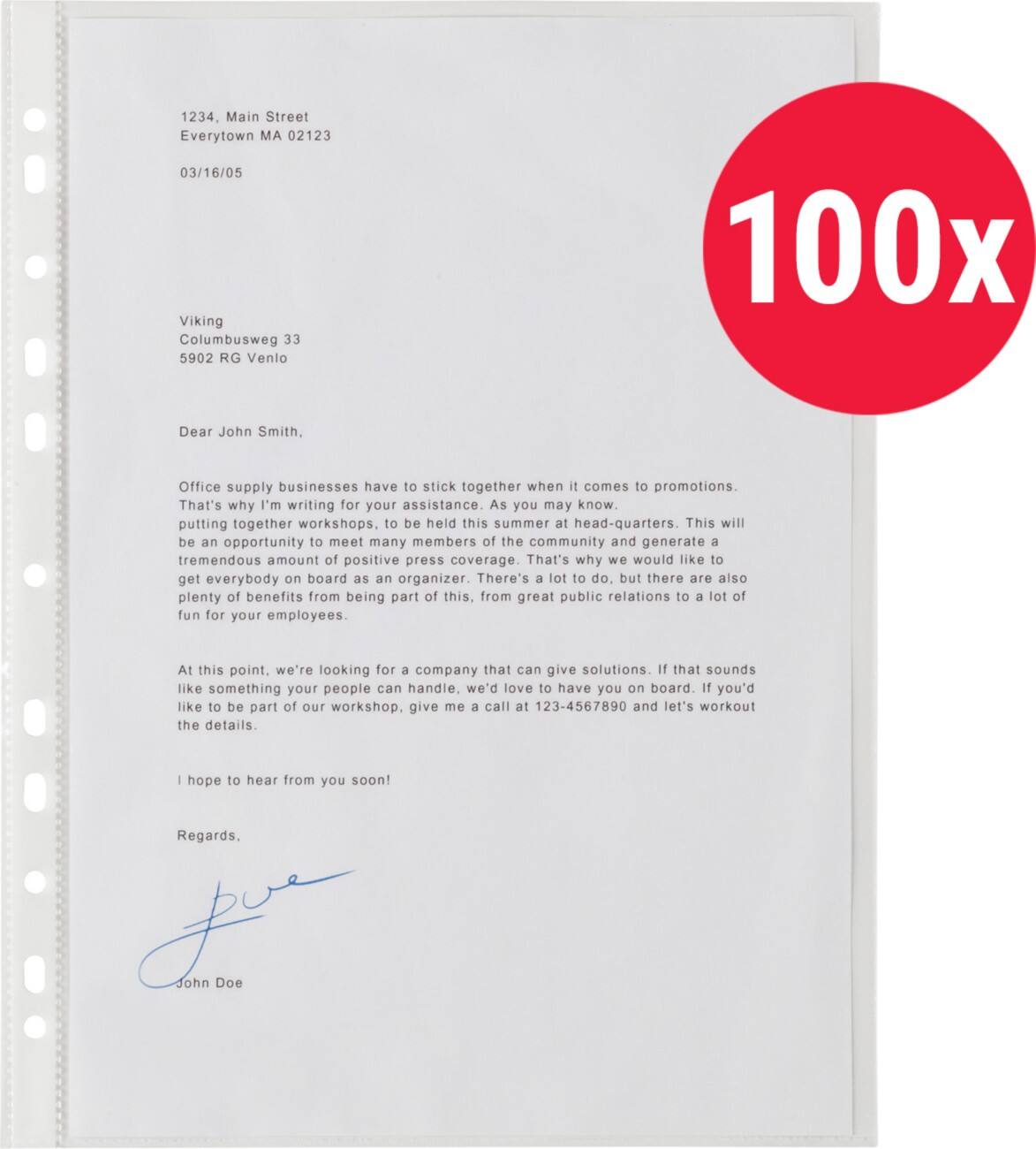 Viking Punched Pockets 60% Recycled A4 Matt Transparent 50 Microns ...