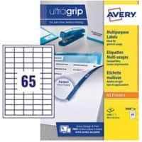 Avery UltraGrip Multipurpose Labels 3666-40 adhesive A4 White 38.1 x 21.2 mm 40 Sheets of 65 Labels