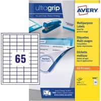 Avery 3666 Multipurpose Labels Self Adhesive 38.1 x 21.2 mm White 100 Sheets of 65 Labels