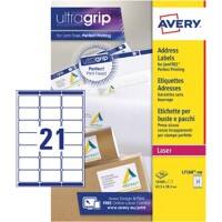 Avery L7160-500 Address Labels Self Adhesive 63.5 x 38.1 mm White 500 Sheets of 21 Labels