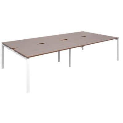 Dams International Rectangular Double Back to Back Desk with Walnut Melamine Top and White Frame 4 Legs Adapt II 3200 x 1600 x 725mm