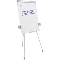 Viking Freestanding Flipchart Easel on Tripod with Adjustable Height Executive 70 x 100cm Silver & White