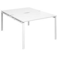 Dams International Rectangular Back to Back Desk with White Melamine Top and White Frame 4 Legs Adapt II 1200 x 1600 x 725 mm