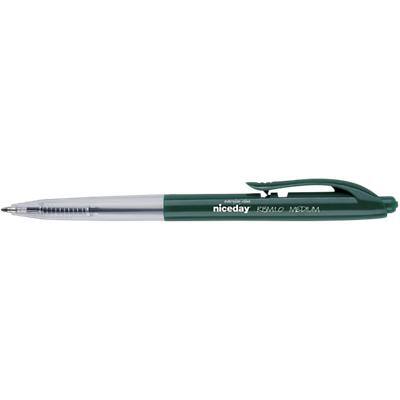 Niceday Retractable Ballpoint Pen RBM1.0 Medium 0.5 mm Green Pack of 10
