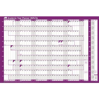 SASCO Academic Annual Planner Unmounted 2024, 2025 Landscape Purple English 91.5 x 61 cm