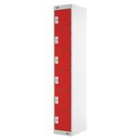 LINK51 Steel Locker 6 Doors 1 nest Key lock 300 x 450 x 1,800 mm Grey, Red