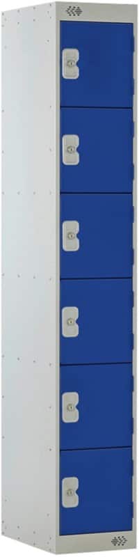 LINK51 Steel Locker 6 Doors 1 nest Key lock 300 x 450 x 1,800 mm Blue, Grey