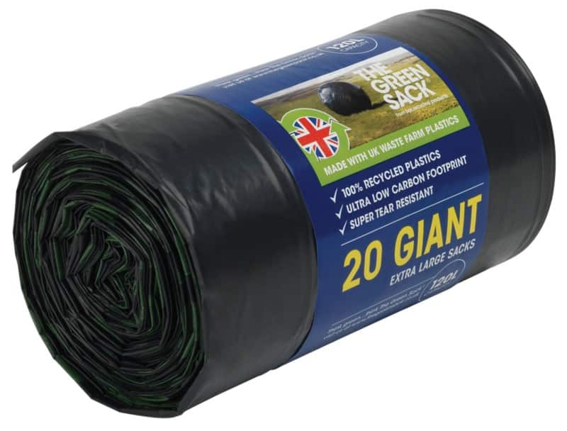 Green Sack Heavy Duty Bin Bags 120 L Black PE (Polyethylene) Pack of 20