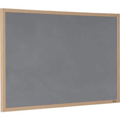 Viking Notice Board Wall Mounted Felt 120 (W) x 90 (H) cm Wood Grey