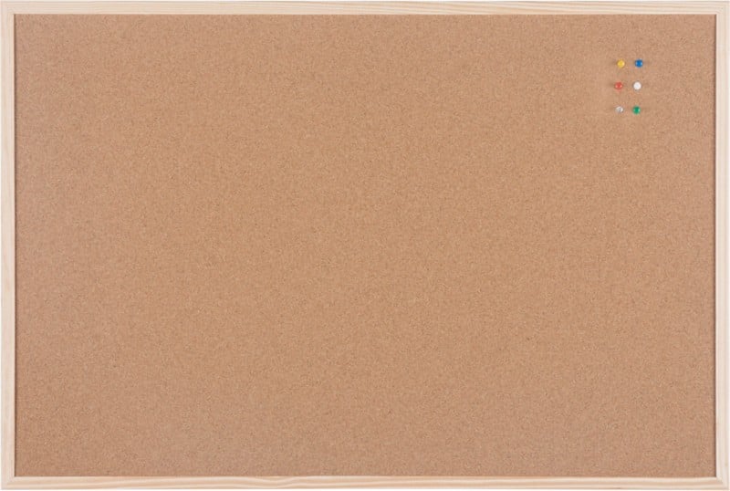 Viking Cork Noticeboard Non Magnetic Wall Mounted 120 (W) x 1.4 (D) x 90 (H) cm Wood Brown