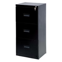 Realspace Filing Cabinet with 3 Lockable Drawers 460 x 400 x 963mm Black