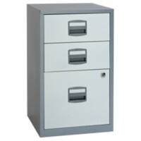Bisley Filing Cabinet with 3 Lockable Drawers PFA3 413 x 400 x 672mm Silver & White