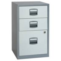 Bisley Steel Filing Cabinet with 3 Lockable Drawers 413 x 400 x 672mm Silver, White