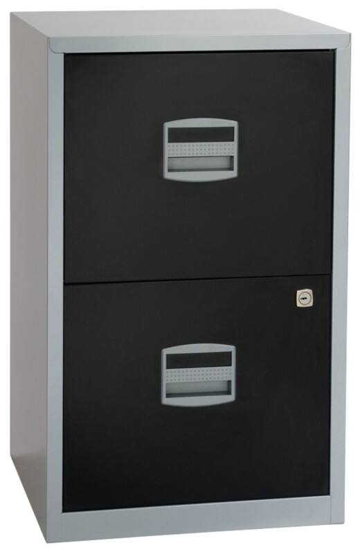 Bisley PFA Steel Filing Cabinet 2 Drawers Lockable 413 x 400 x 672 mm Black, Silver