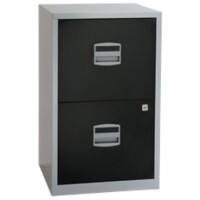 Bisley Steel Filing Cabinet with 2 Lockable Drawers 413 x 400 x 672 mm Black, Silver