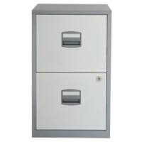 Bisley Filing Cabinet with 2 Lockable Drawers PFA2 413 x 400 x 672mm Silver & White