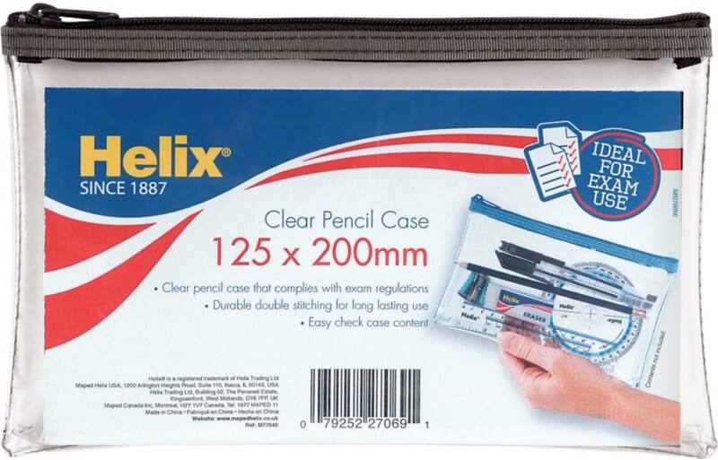 Helix Pencil Case 20 x 12.5 cm Clear Viking Direct UK