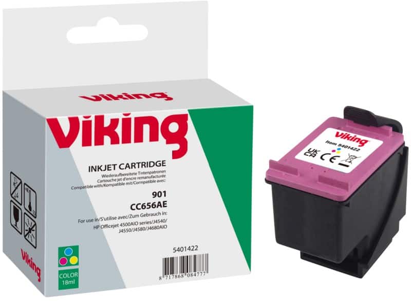 Viking 901 Compatible HP Ink Cartridge CC656A Cyan, Magenta, Yellow
