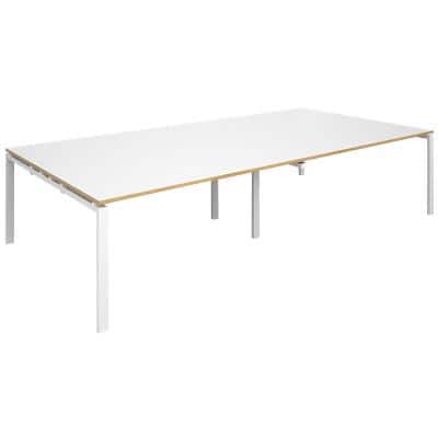 Dams International Square Boardroom Table with White/Oak Edge Coloured MFC & Aluminium Top and White Frame EBT3216-WH-WO 3200 x 1600 x 725 mm